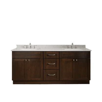 Riley & Higgs Bathroom Vanity 60 Inch Espresso Shaker Double Sink Bathroom Vanity with Drawers