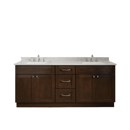 Riley & Higgs Bathroom Vanity 60 Inch Espresso Shaker Double Sink Bathroom Vanity with Drawers