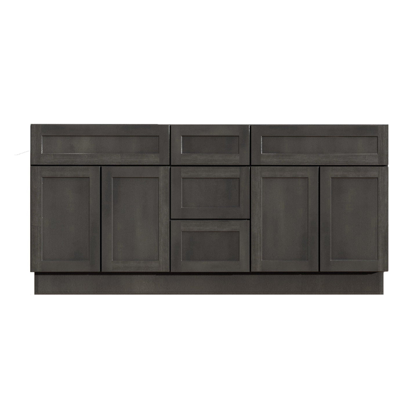 Riley & Higgs Bathroom Vanity 60 Inch Gray Stained Shaker Double Sink Bathroom Vanity with Drawers