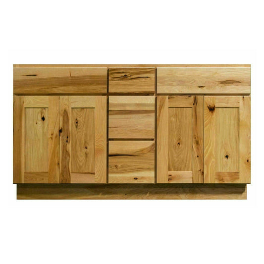 Riley & Higgs Bathroom Vanity 60 Inch Hickory Shaker Double Sink Bathroom Vanity with Drawers