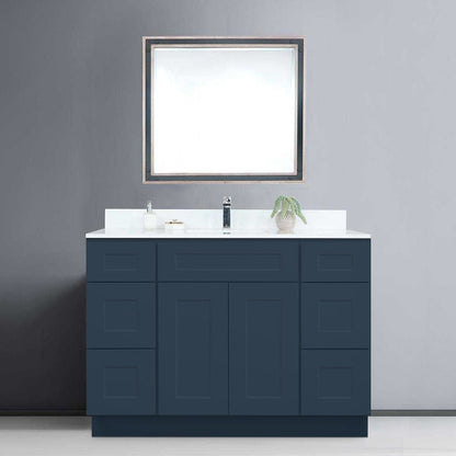 Riley & Higgs Bathroom Vanity 60 Inch Navy Blue Shaker Single Sink Bathroom Vanity with Drawers