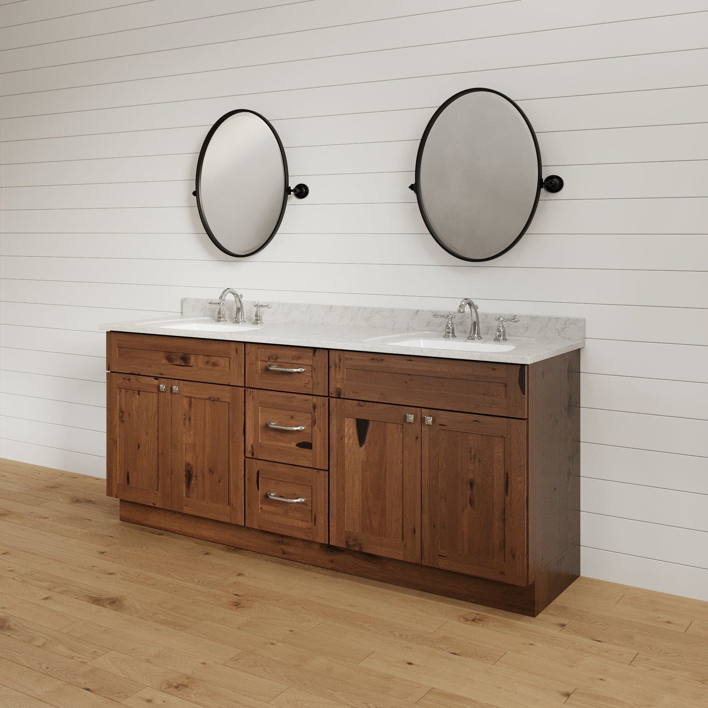 Riley & Higgs Bathroom Vanity 60 Inch Rustic Shaker Double Sink Bathroom Vanity with Drawers