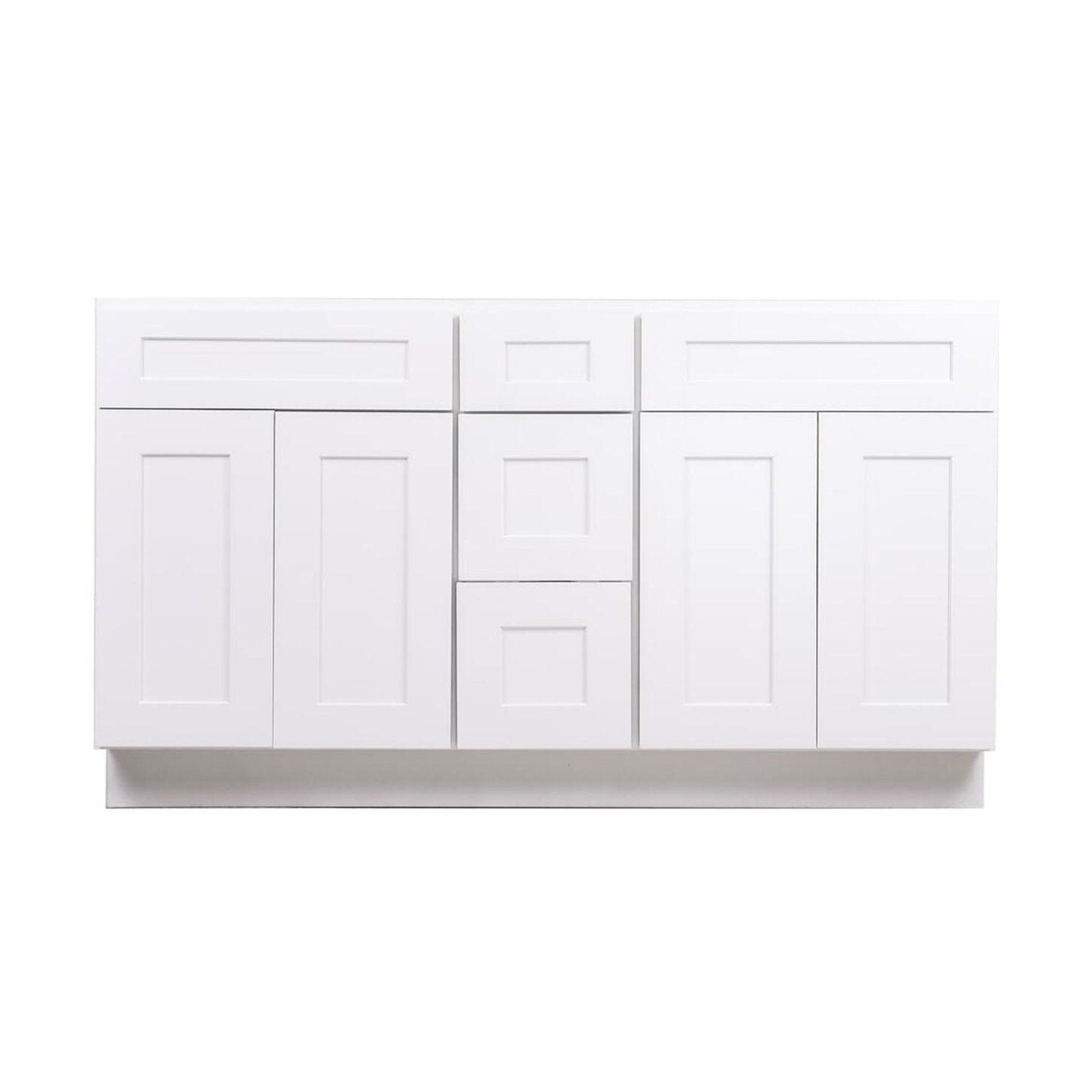 Riley & Higgs Bathroom Vanity 60 Inch White Shaker Double Sink Bathroom Vanity with Drawers