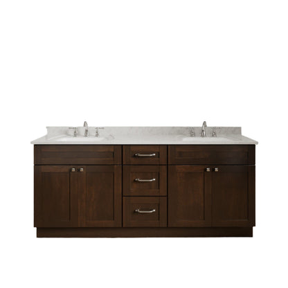 Riley & Higgs Bathroom Vanity 72 Inch Espresso Shaker Double Sink Bathroom Vanity with Drawers