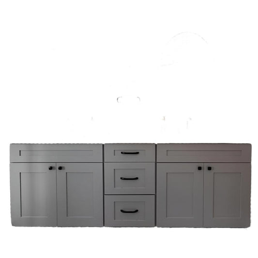 72 Inch Grey Shaker Double Sink Bathroom Vanity with Drawers