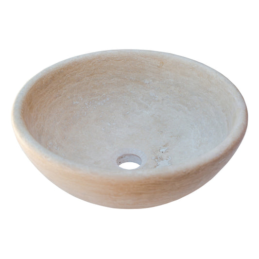 TCSC | Beige Travertine Natural Stone Above Vanity Vessel Sink Honed and Filled (D)16" (H)6"