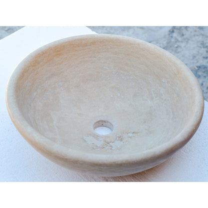 TCSC | Beige Travertine Natural Stone Above Vanity Vessel Sink Honed and Filled (D)16" (H)6"