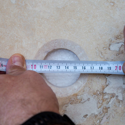 TCSC | Beige Travertine Natural Stone Above Vanity Vessel Sink Honed and Filled (D)16" (H)6"