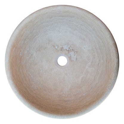 TCSC | Beige Travertine Natural Stone Above Vanity Vessel Sink Honed and Filled (D)16" (H)6"