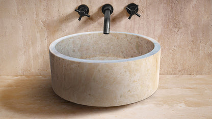 TCSC | Natural Stone Beige Travertine Above Vanity Bathroom Sink Honed (D)16" (H)6" (Copy)