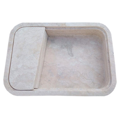 TCSC | Beige Travertine Rectangular Wall-mount Bathroom Sink Hidden Drain (W)16" (L)24" (H)5"