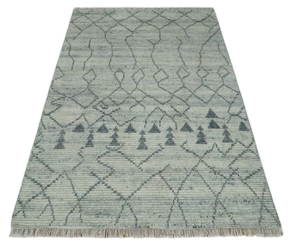 Custom Made Beni Ourain Hand Woven Ivory and Moroccan Trellis Rug Made with Blended Wool