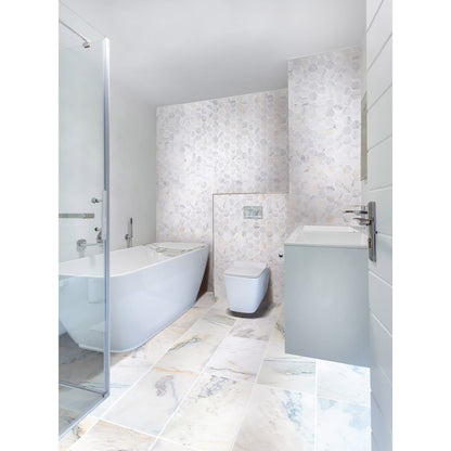 TCSC | Bianco Ibiza White Marble Tumbled Mosaic Floor and Wall Tile - Livfloors Collection