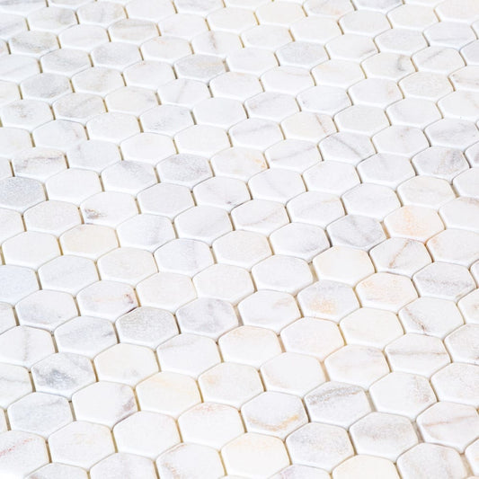 TCSC | Bianco Ibiza White Marble Tumbled Mosaic Floor and Wall Tile - Livfloors Collection