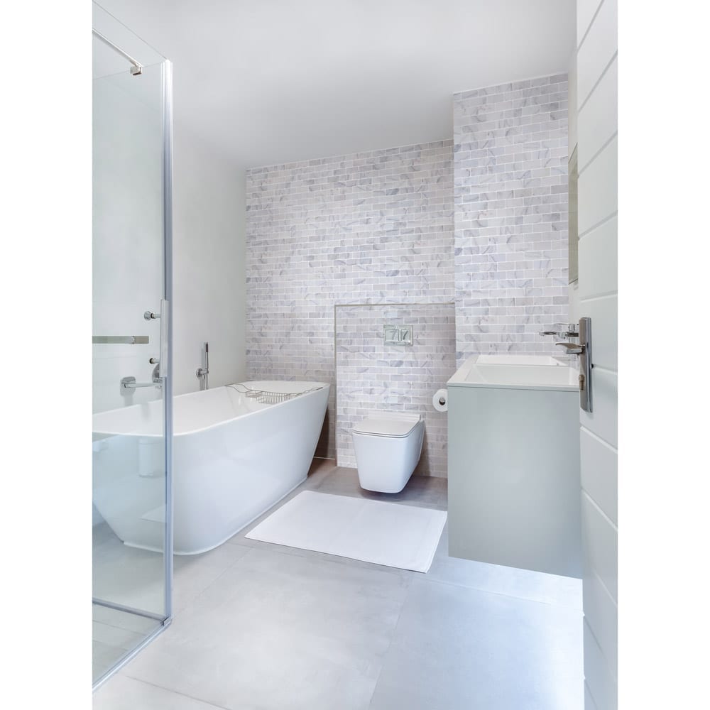 TCSC | Bianco Ibiza White Marble Tumbled Mosaic Floor and Wall Tile - Livfloors Collection