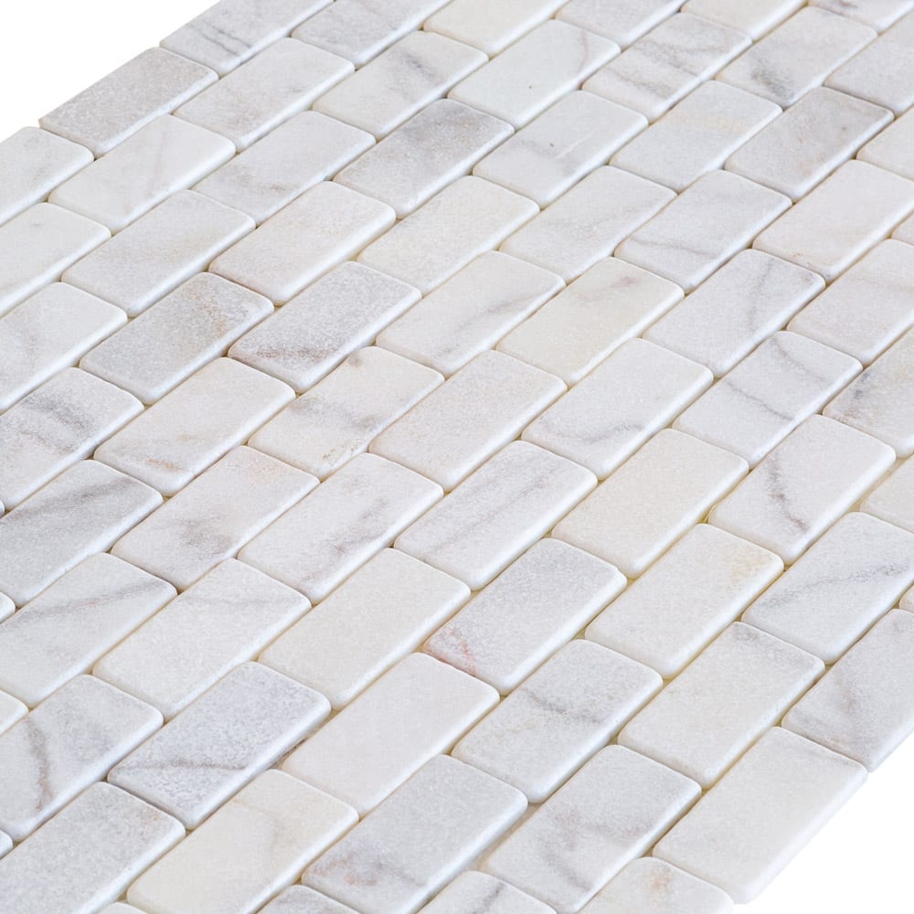 TCSC | Bianco Ibiza White Marble Tumbled Mosaic Floor and Wall Tile - Livfloors Collection