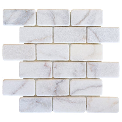 TCSC | Bianco Ibiza White Marble Tumbled Mosaic Floor and Wall Tile - Livfloors Collection