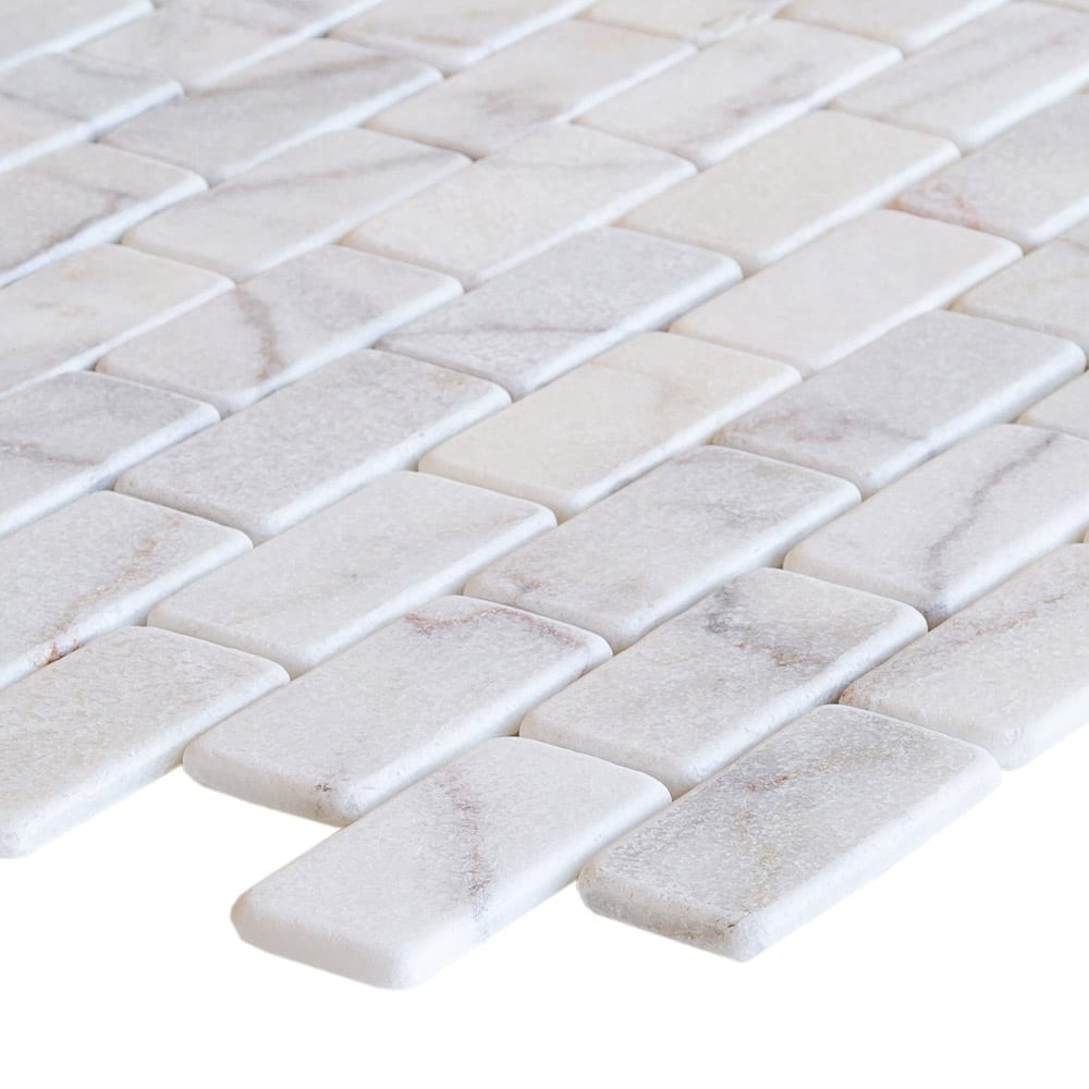 TCSC | Bianco Ibiza White Marble Tumbled Mosaic Floor and Wall Tile - Livfloors Collection