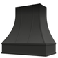 Riley & Higgs Black Range Hood With Curved Strapped Front and Block Trim - 30", 36", 42", 48", 54" and 60" Widths Available