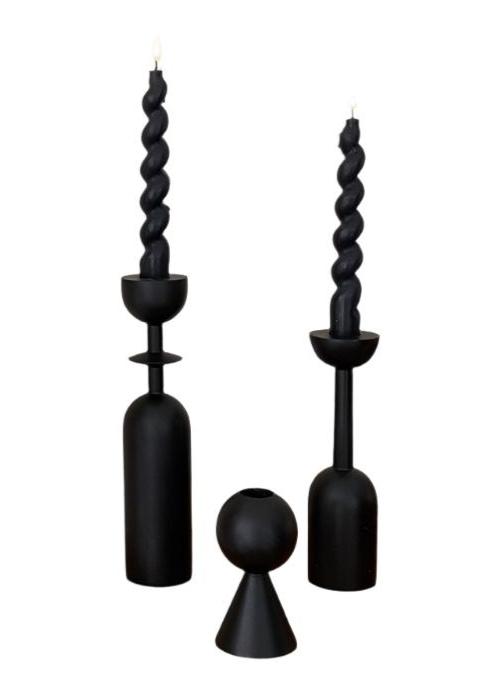 Black Wooden Candlestick Holder