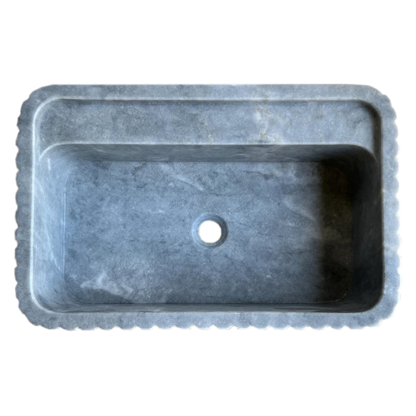 TCSC | Bluestone Marble Rectangular Wall-mount Bathroom Sink Fluted (W)16" (L)24" (H)12"