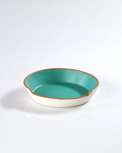 atacama home Bol Aqua and White Painted Leather Bowl