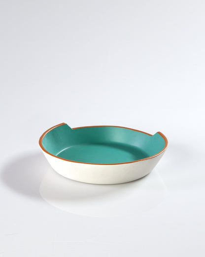 atacama home Bol Aqua and White Painted Leather Bowl