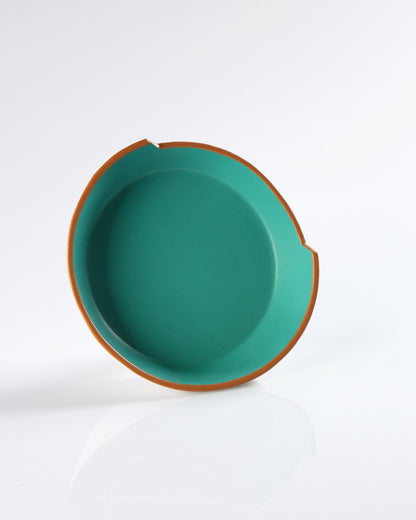 atacama home Bol Aqua and White Painted Leather Bowl