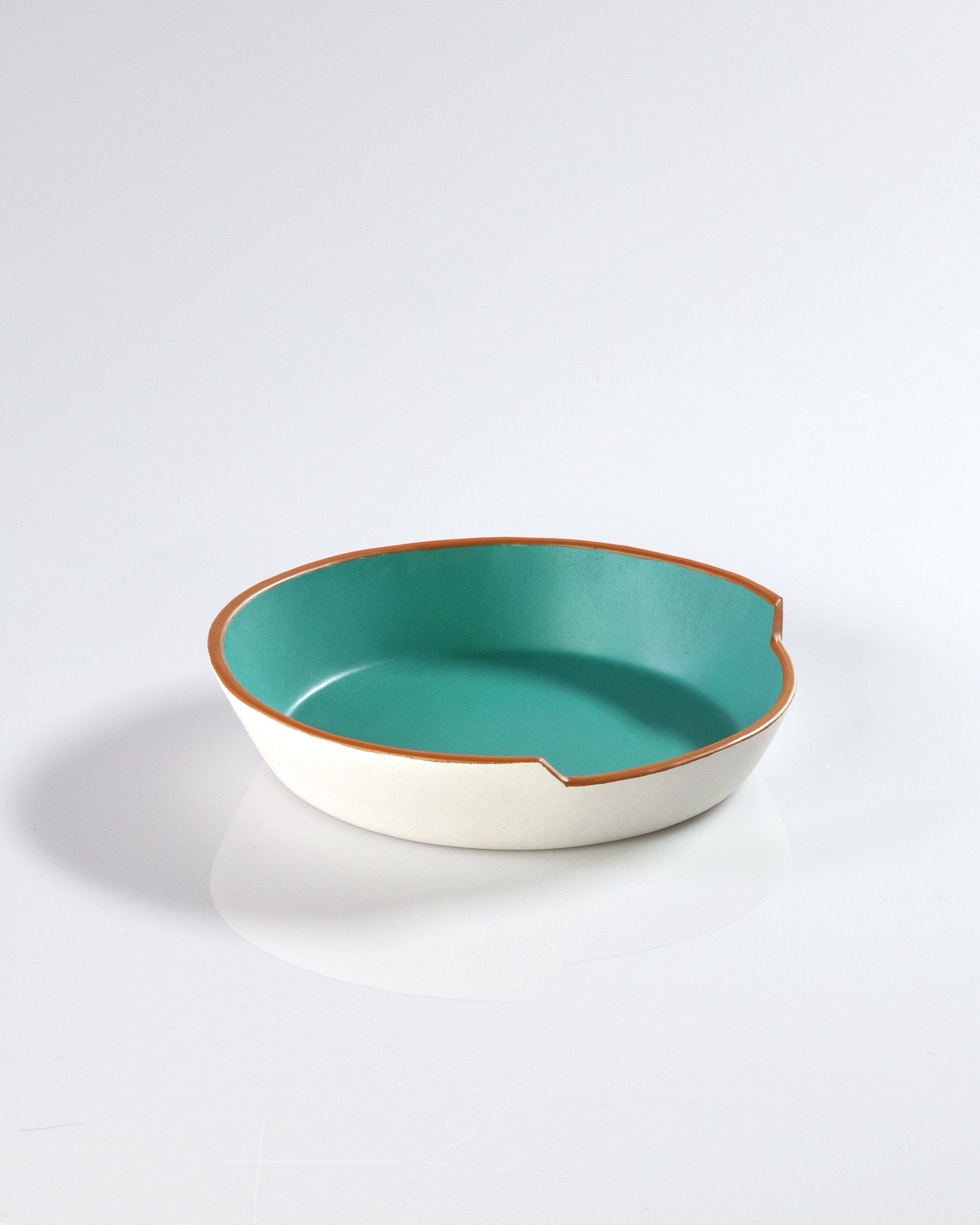 atacama home Bol Aqua and White Painted Leather Bowl