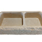 TCSC | Botticino Beige Marble Farmhouse Apron Kitchen Double Sink (W)16" (L)32" (H)10"