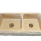 TCSC | Botticino Beige Marble Farmhouse Apron Kitchen Double Sink (W)16" (L)32" (H)10"