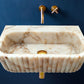 TCSC | Calacatta Gold Marble Wall-mount Bathroom Vanity Sink Fluted (W)16" (L)20" (H)6"