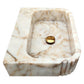 TCSC | Calacatta Gold Marble Wall-mount Bathroom Vanity Sink Fluted (W)16" (L)20" (H)6"