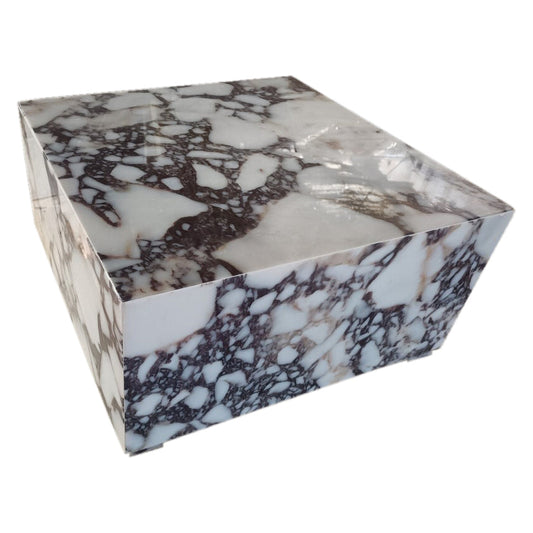 TCSC | Calacatta Viola Marble Rectangular Prism Block Design Coffee Table (W)24" (L)24" (H)12" (Copy)