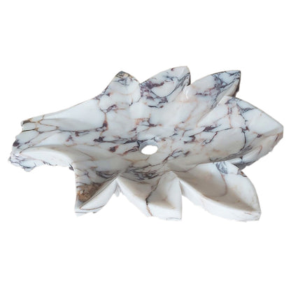 Calacatta Viola Marble Leaf Design Above Vanity Bathroom Sink Honed