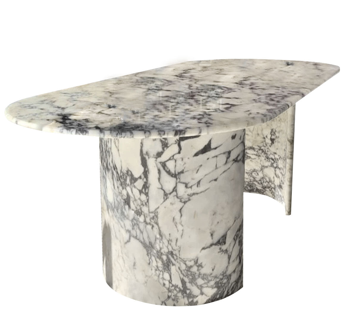 Calacatta Viola Marble Oval Dining Table with C Shape Marble Legs Polished