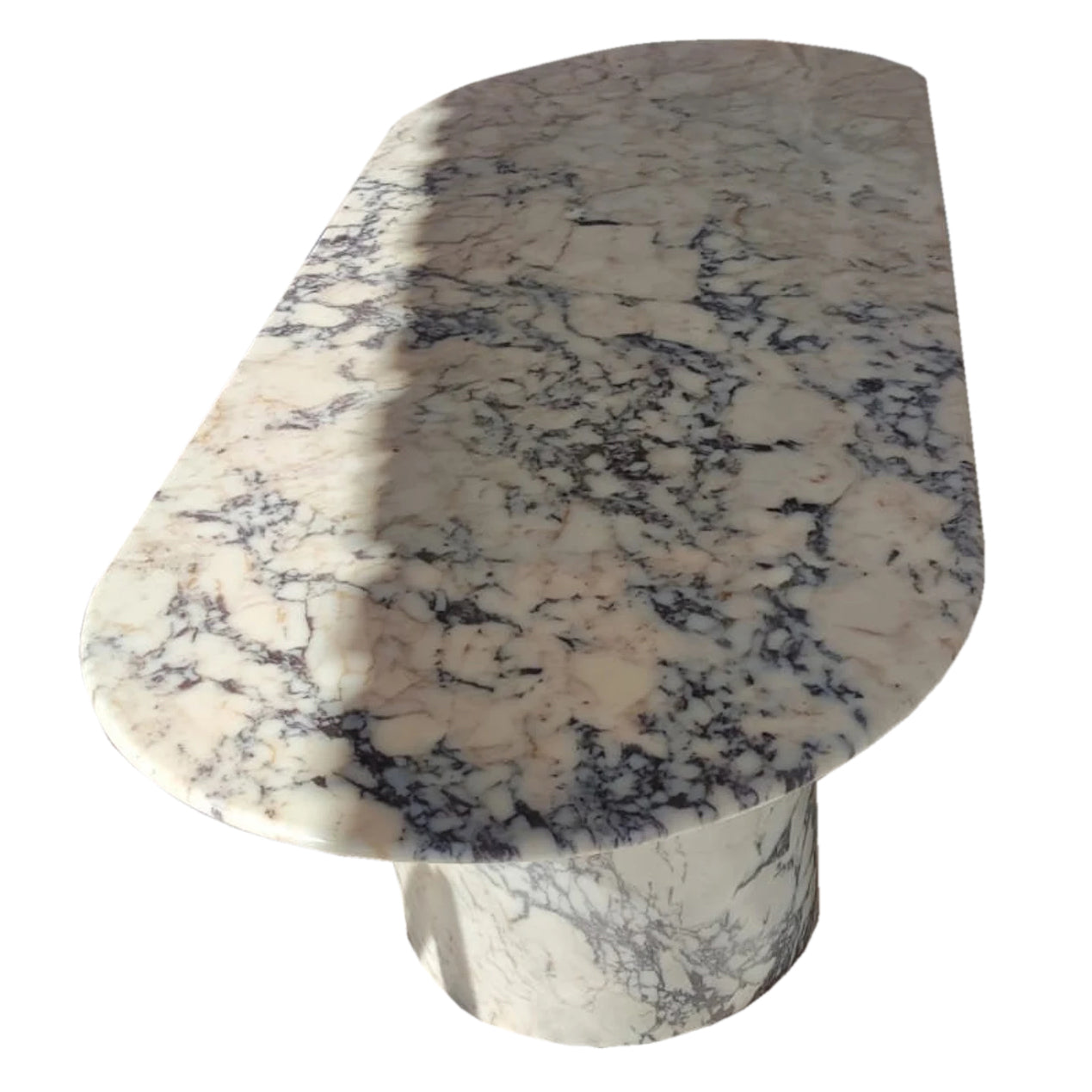 Calacatta Viola Marble Oval Dining Table with C Shape Marble Legs Polished