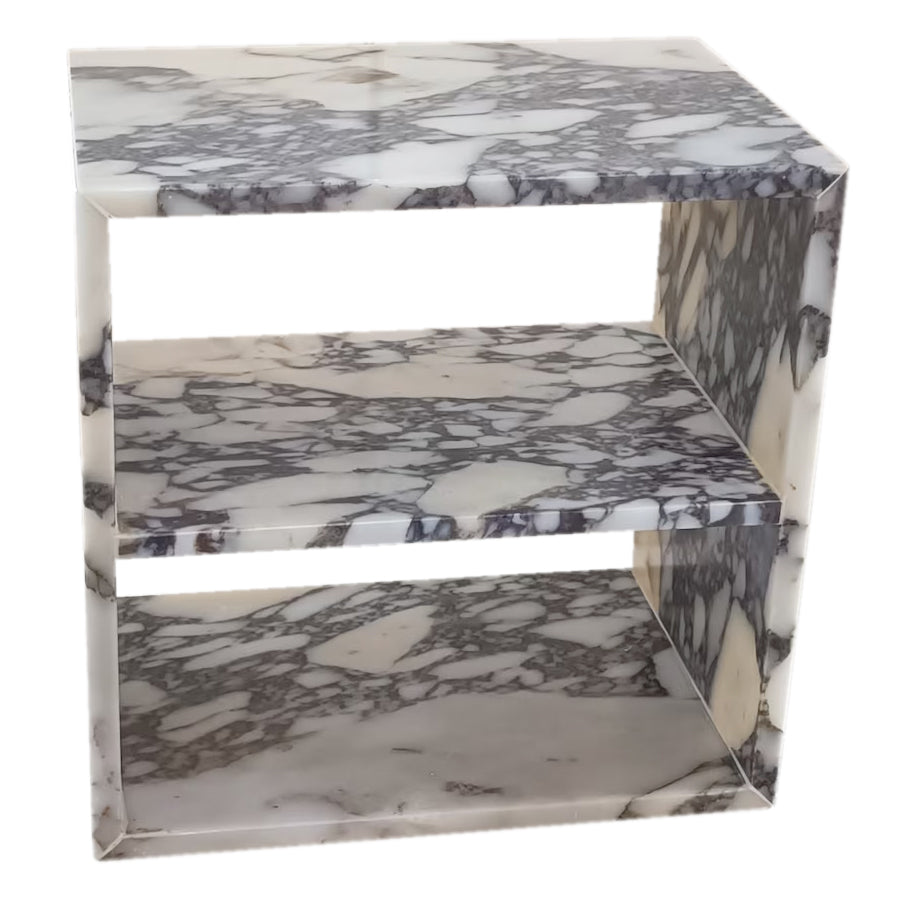 Calacatta Viola Marble End/Side Table, Nightstand Polished (W)14" (L)18" (H)18"