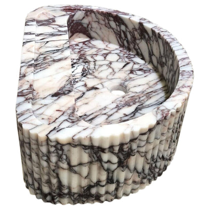 TCSC | Calacatta Viola Marble Wall-Mount Bathroom Fluted Marble Sink (W)16" (L)24" (H)8"