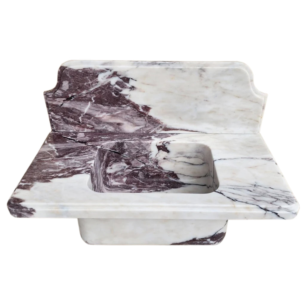 Calacatta Viola Marble Above-vanity Wall-mount Bathroom Sink with 10" Backsplash