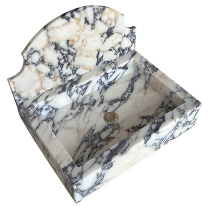 TCSC | Calacatta Viola Marble Wall-Mount Bathroom Sink with Backsplash (W)18" (L)24" (H)6"