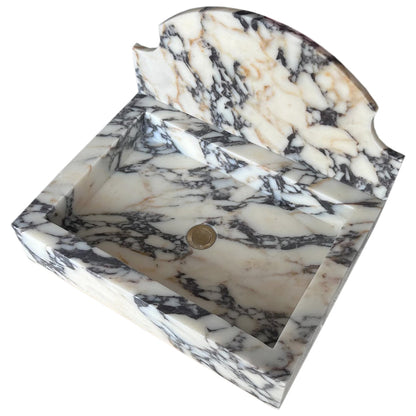 TCSC | Calacatta Viola Marble Wall-Mount Bathroom Sink with Backsplash (W)18" (L)24" (H)6"