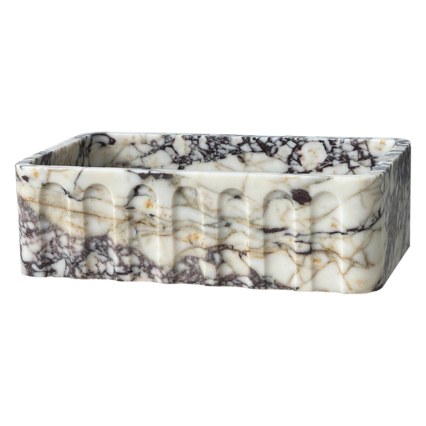 Calacatta Viola Marble Wall-mount Bathroom Vanity Sink Fluted Front (W)19.5" (L)31.5" (H)10"