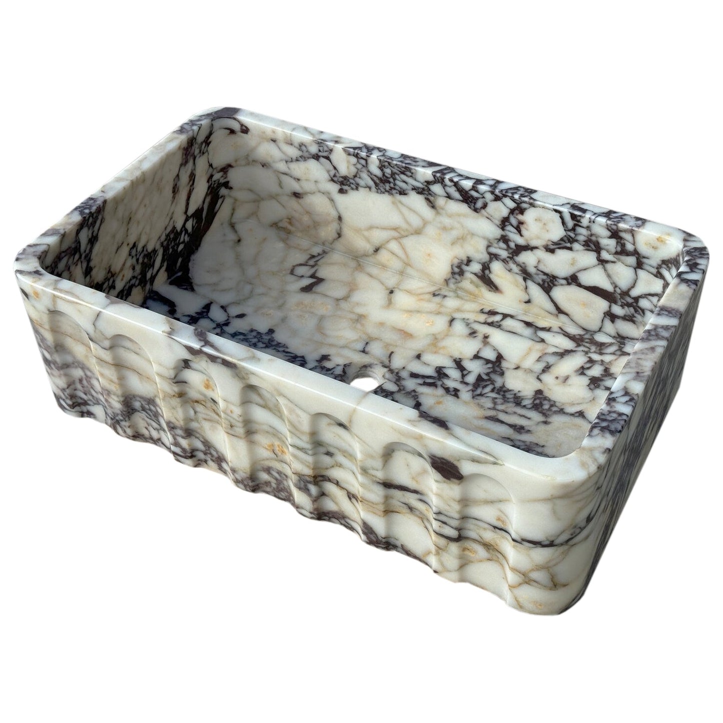 Calacatta Viola Marble Wall-mount Bathroom Vanity Sink Fluted Front (W)19.5" (L)31.5" (H)10"