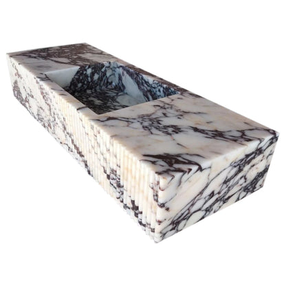 TCSC | Calacatta Viola Marble Wall-mount Bathroom Vanity Sink Fluted Front (W)20" (L)56"