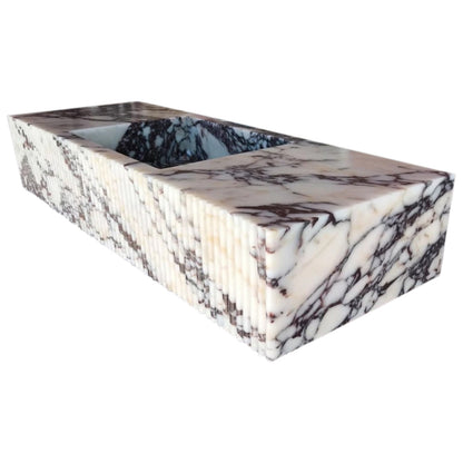 TCSC | Calacatta Viola Marble Wall-mount Bathroom Vanity Sink Fluted Front (W)20" (L)56"