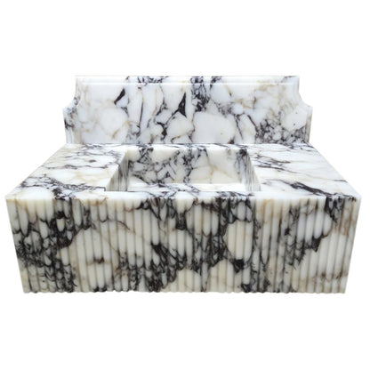 TCSC | Calacatta Viola Marble Wall-mount Bathroom Vanity Sink Fluted Front (W)21" (L)37"