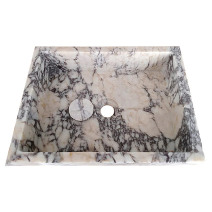 TCSC | Calacatta Viola Marble Rectangular Wall-mount Bathroom Sink Drain Cap (W)14" (W)18" (H)5"