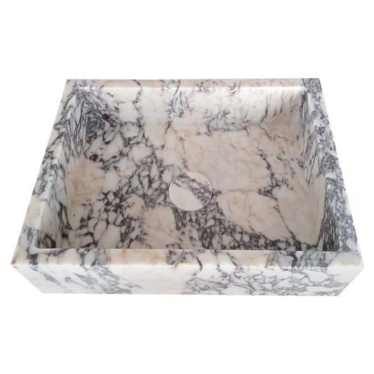 TCSC | Calacatta Viola Marble Rectangular Wall-mount Bathroom Sink Drain Cap (W)14" (W)18" (H)5"