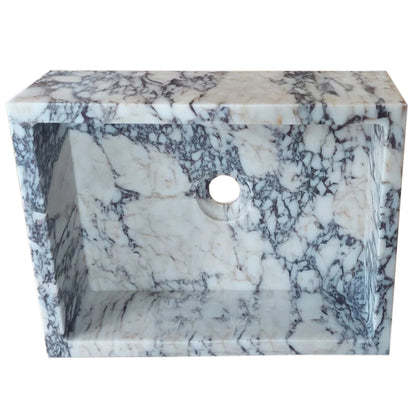 TCSC | Calacatta Viola Marble Rectangular Wall-mount Bathroom Sink Drain Cap (W)14" (W)18" (H)5"